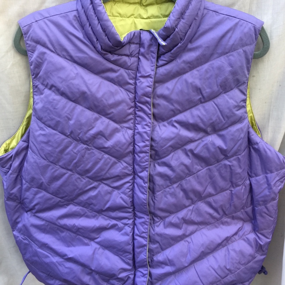 Puff vest lime green/purple